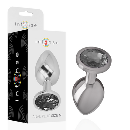 Comprar INTENSE Plug Anal Metal Con Cristal Negro Talla M – Diseño Elegante Para Placer Sensorial-Noxtic