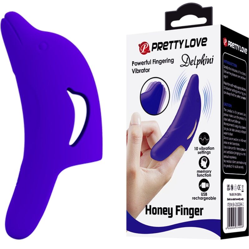 Pretty Love Delphini Estimulador De Dedo Azul Oscuro – Diseño Ergonómico Con Silicona Médica Para Sensaciones Únicas