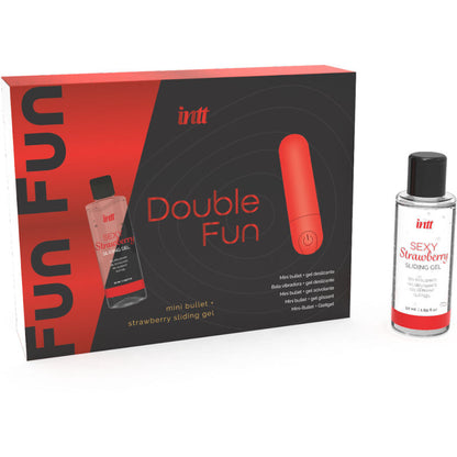INTT Double Fun Kit – Vibradora Con Gel De Masaje Sabor Fresa Para Placer Compartido