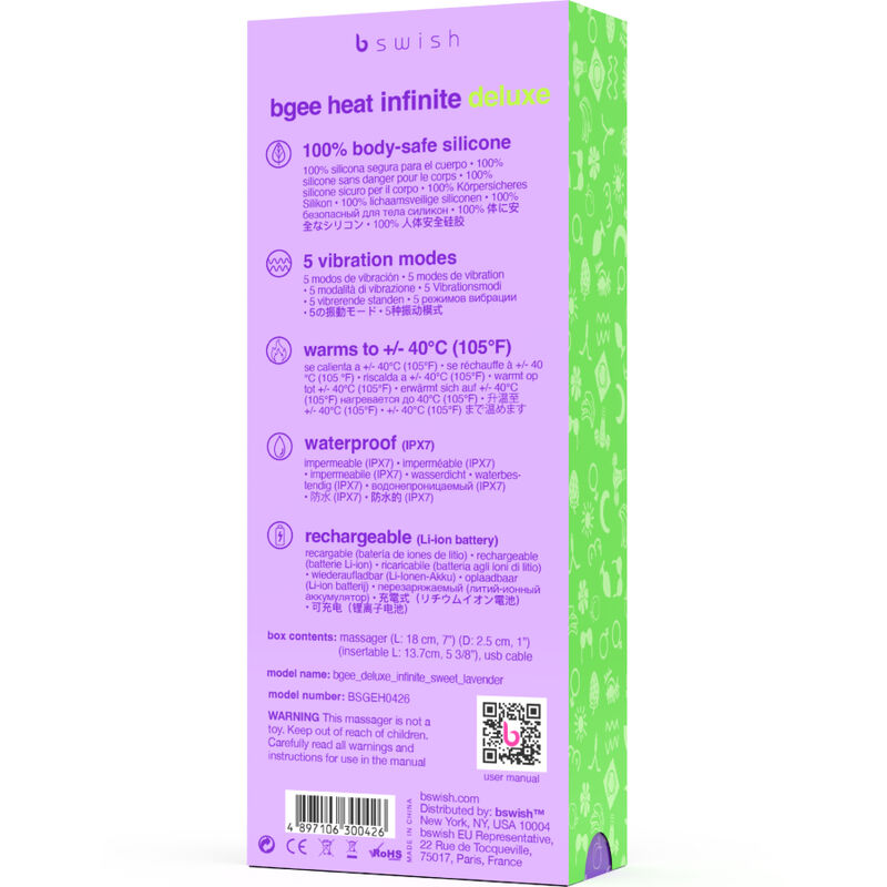 B SWISH BGEE Heat Infinite Deluxe – Vibratore ricaricabile in silicone dal design elegante
