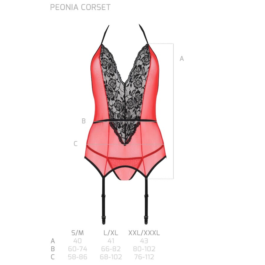 PASSION Peonia Corset Erotic Line Rojo S/M – Corset Elegante Con Diseño Sensual
