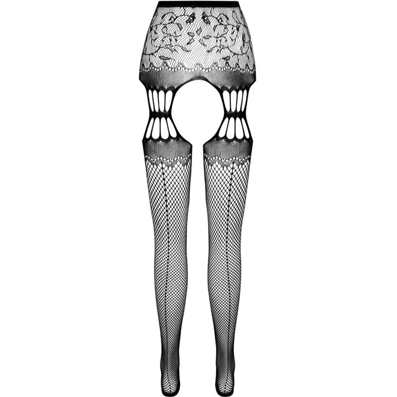 PASSION S027 Medias Con Ligüero Negro Talla Única – Elegancia Y Comodidad Para Tu Atuendo Sensual