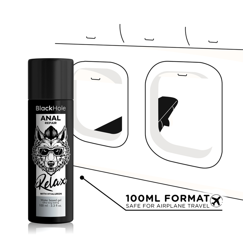 BLACK HOLE Relax Lubrificante Anale a Base d'Acqua con Acido Ialuronico 100 ML – Idratazione Profonda per un Maggiore Comfort