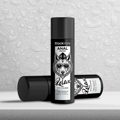 BLACK HOLE Relax Lubrificante Anale a Base d'Acqua con Acido Ialuronico 100 ML – Idratazione Profonda per un Maggiore Comfort