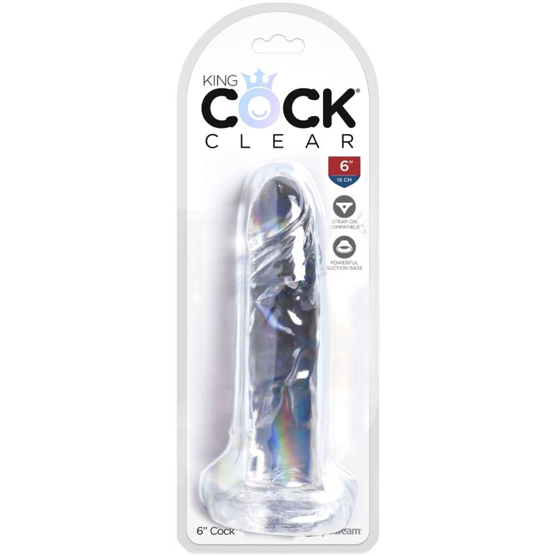 KING COCK - CLEAR PENE REALÍSTICO 15.5 CM TRANSPARENTE