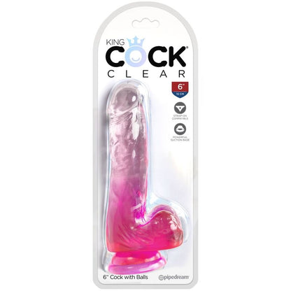 KING COCK - CLEAR PENE REALÍSTICO CON TESTÍCULOS 13.5 CM ROSA