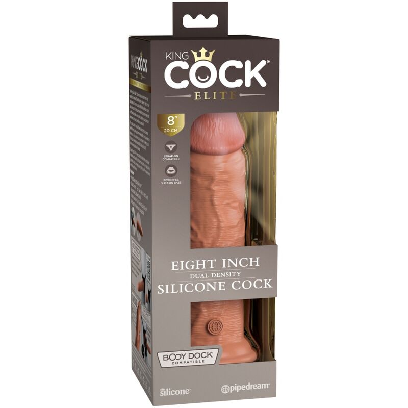 KING COCK Elite Dildo Caramelo – Silicona Médica Con Doble Densidad Para Placer Confiable