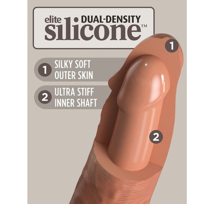KING COCK Elite Dildo Caramelo – Silicona Médica Con Doble Densidad Para Placer Confiable