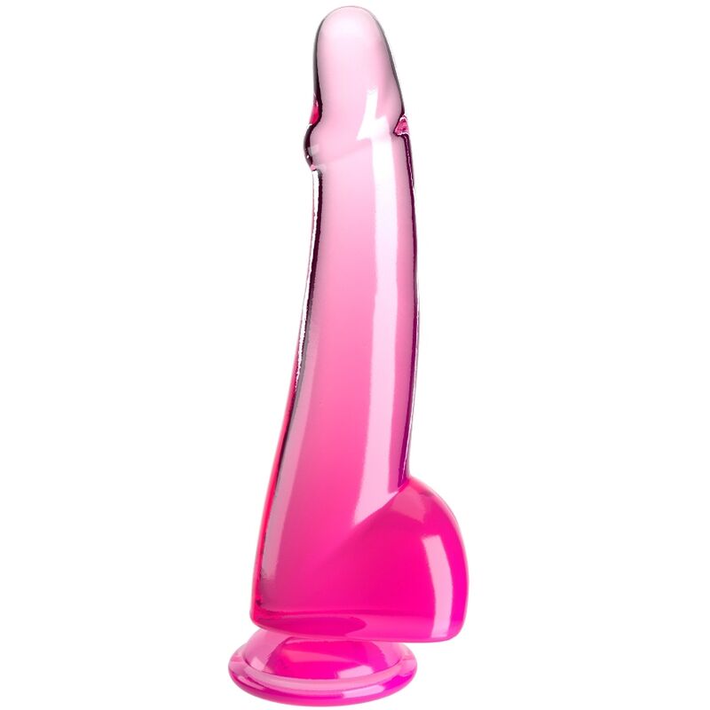 KING COCK - CLEAR DILDO CON TESTÍCULOS 19 CM ROSA