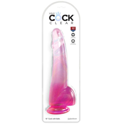KING COCK - CLEAR DILDO CON TESTÍCULOS 19 CM ROSA