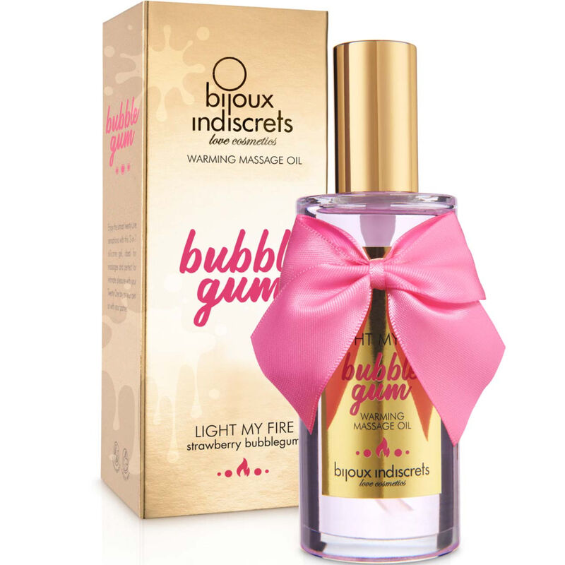 BIJOUX - INDISCRETS LIGHT MY FIRE HEAT EFFECT MASSAGE OIL BUBBLE GUM FLAVOR