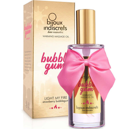 BIJOUX - INDISCRETS LIGHT MY FIRE HEAT EFFECT MASSAGE OIL BUBBLE GUM FLAVOR