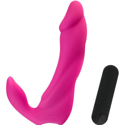 Alive Bifun Pro Dildo Vibrador Rosa 14.9 Cm – Vibrador Recargable Con Diseño Curvado Para Estimulación Placentera