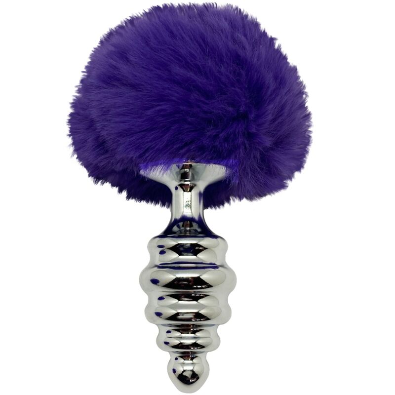 ALIVE - ANAL PLEASURE PLUG SPIRAL METAL POMPOM DARK VIOLET SIZE M