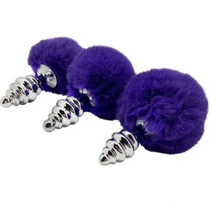 ALIVE - ANAL PLEASURE PLUG SPIRAL METAL POMPOM DARK VIOLET SIZE M