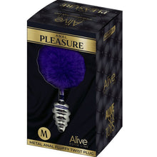 ALIVE - ANAL PLEASURE PLUG SPIRAL METAL POMPOM DARK VIOLET SIZE M