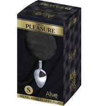 ALIVE Anal Pleasure Plug Liso Metal Pompon Negro Talla S – Diseño Elegante Para Placer Intenso y Sensorial