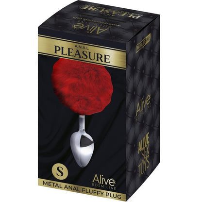 Plug anale ALIVE con pompon in metallo liscio, rosso, taglia S – Design elegante per un piacere sicuro e affidabile