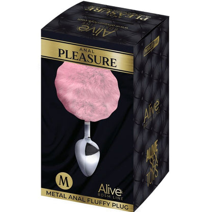 Plug anale ALIVE con pompon in metallo liscio rosa taglia M – Giocattolo erotico dal design elegante per un piacere sensuale