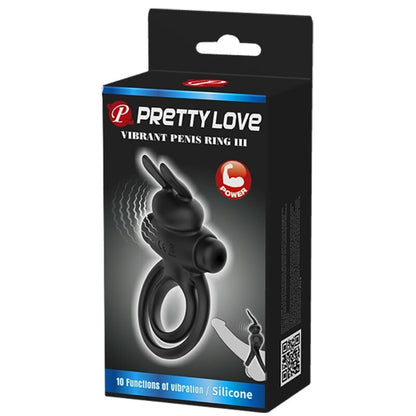 Pretty Love Anillo Vibrador Conejo Negro – Diseño Elegante Para Placer Sensual