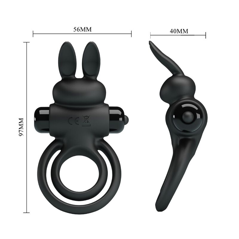 Pretty Love Anillo Vibrador Conejo Negro – Diseño Elegante Para Placer Sensual