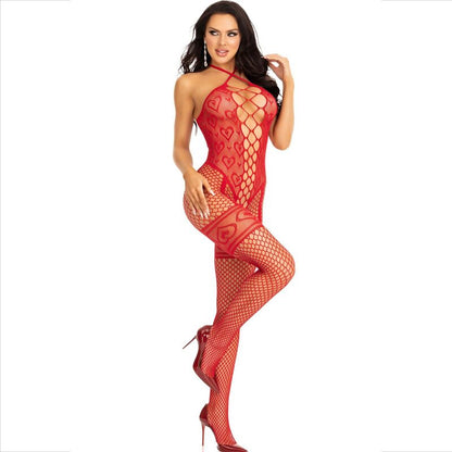 Comprar Leg Avenue Bodystocking Cuello Halter Rojo Corazones – Lencería Con Diseño Elegante Y Sensual-Noxtic
