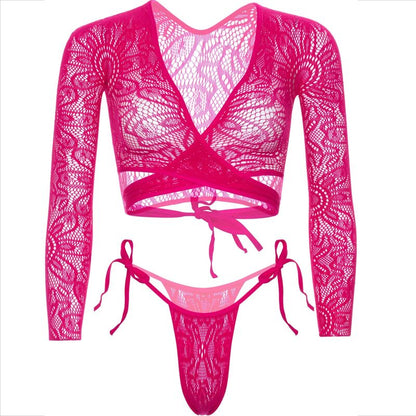 Top corto in pizzo e perizoma LEG AVENUE: lingerie elegante per esaltare la tua femminilità