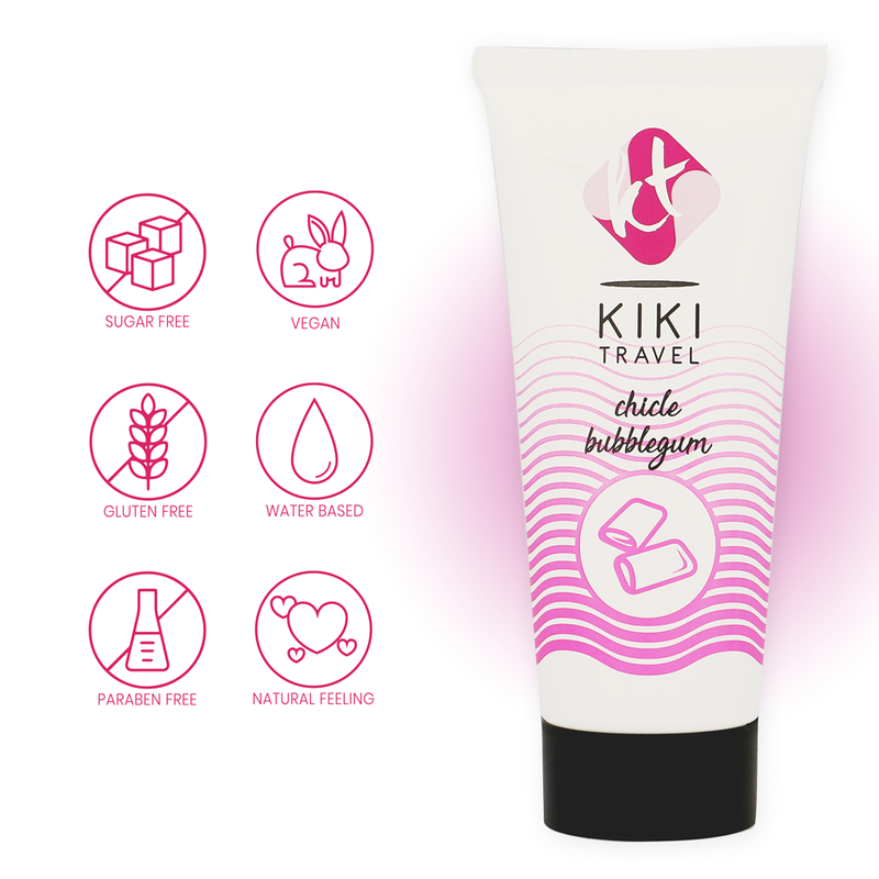 KIKÍ Travel Lubricante Sabor A Chicle 50 Ml – Lubricante Suave Para Placer Sensorial