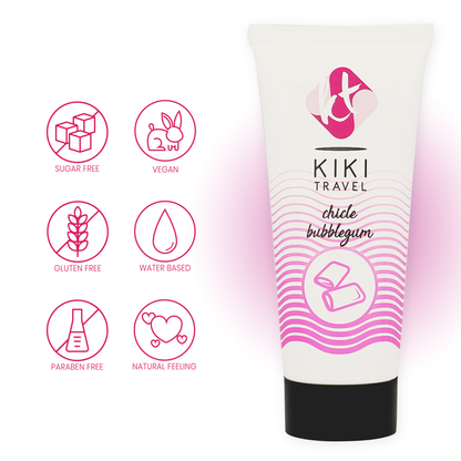 KIKÍ Travel Lubricante Sabor A Chicle 50 Ml – Lubricante Suave Para Placer Sensorial