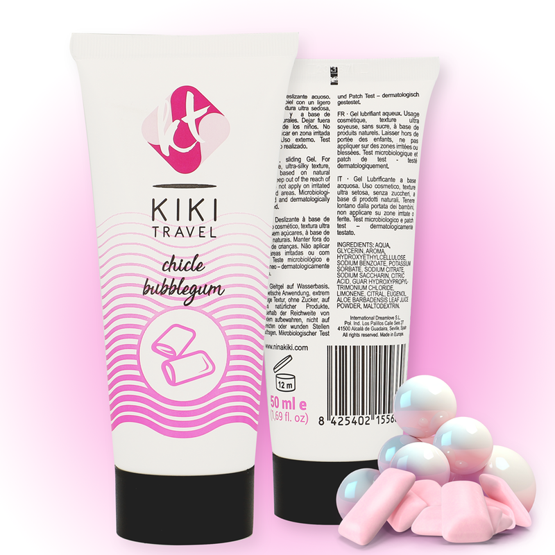 KIKÍ Travel Lubricante Sabor A Chicle 50 Ml – Lubricante Suave Para Placer Sensorial