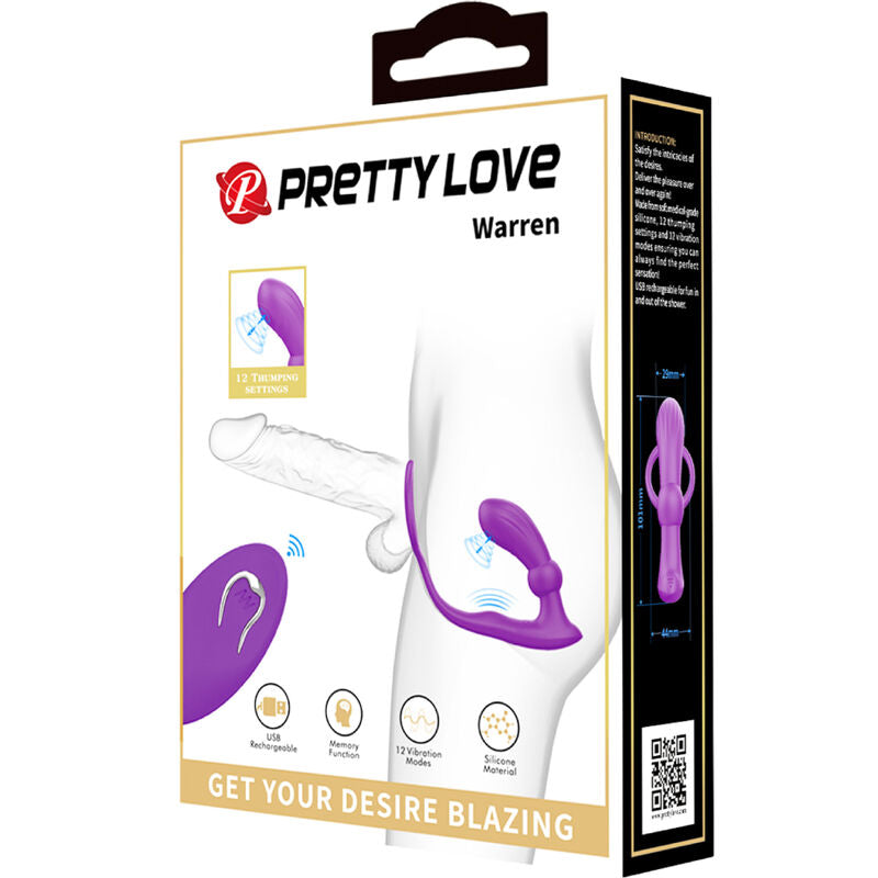 PRETTY LOVE Warren Violet Anello Anale e Vibratore – Design Innovativo per il Piacere Condiviso