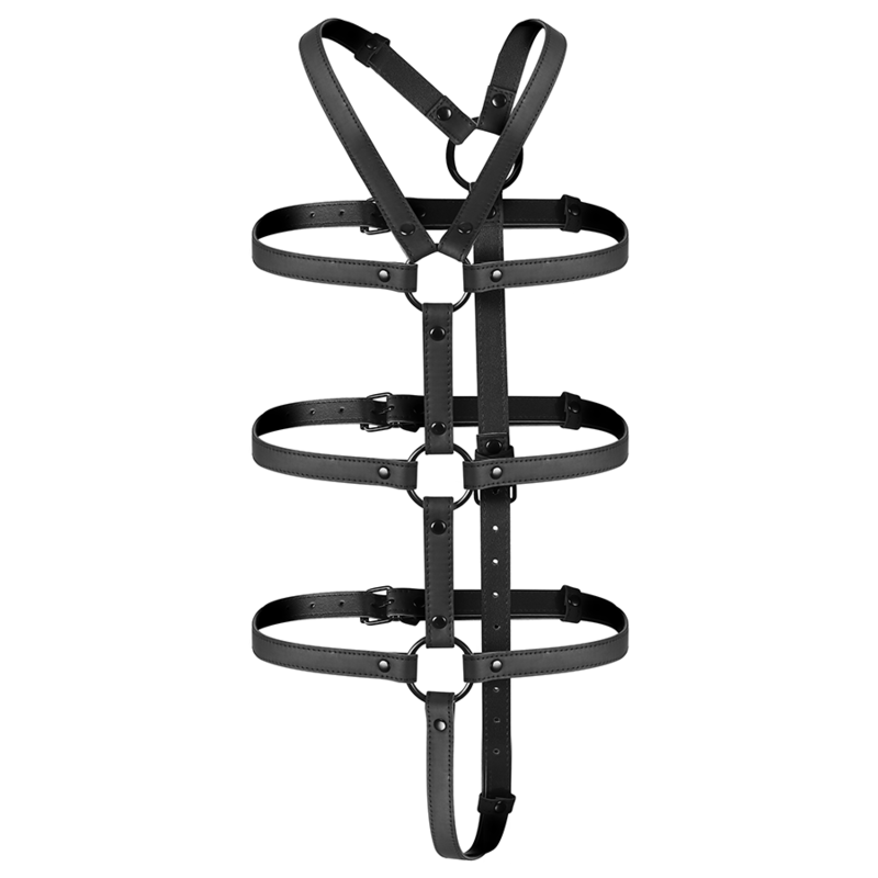 FETISH SUBMISSIVE BONDAGE - ADJUSTABLE TORSO AND ARMS HARNESS