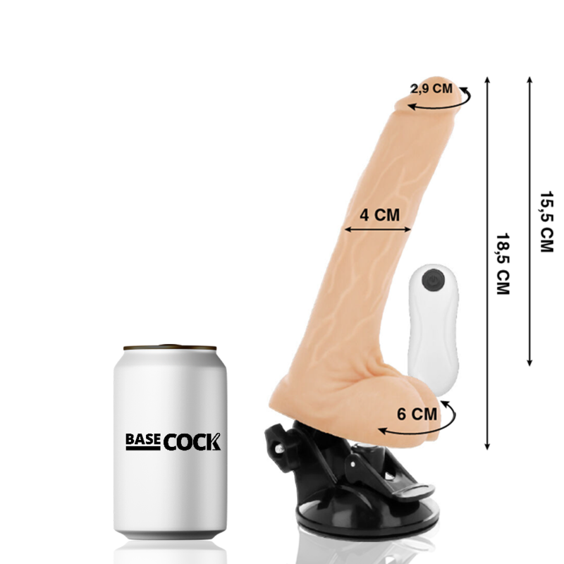 BASECOCK - REALISTIC ARTICULABLE VIBRATOR NATURAL REMOTE CONTROL 18.5 CM -O- 4 CM