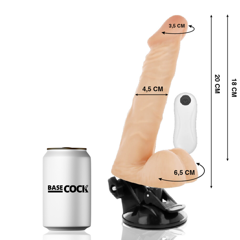 BASECOCK - ARTICULABLE REALISTIC VIBRATOR NATURAL REMOTE CONTROL 20 CM -OR- 4.5 CM