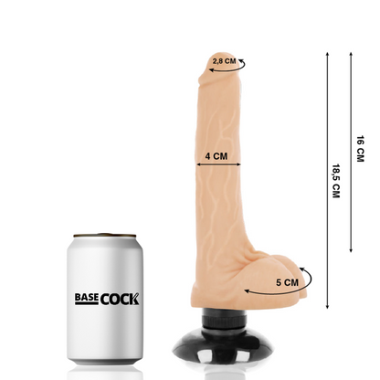 BASECOCK Vibrador Realista 2 en 1 Natural 18.5 cm – Versatilidad Y Realismo Para Una Experiencia Única
