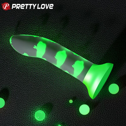 PRETTY LOVE Magical Nightfall Dildo Verde – Silicone di alta qualità con effetto luminoso per il divertimento al buio