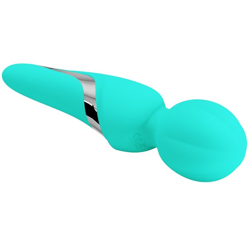 PRETTY LOVE Walter Vibrador Wand Verde Agua – Masajeador De Silicona Suave Con 7 Funciones De Vibración