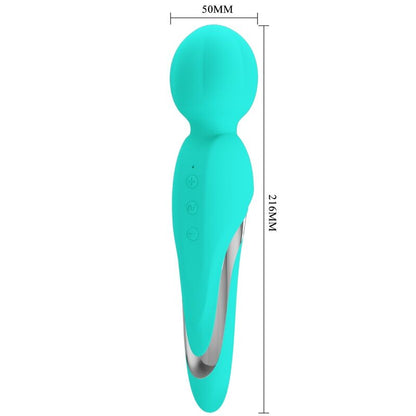PRETTY LOVE Walter Vibrador Wand Verde Agua – Masajeador De Silicona Suave Con 7 Funciones De Vibración