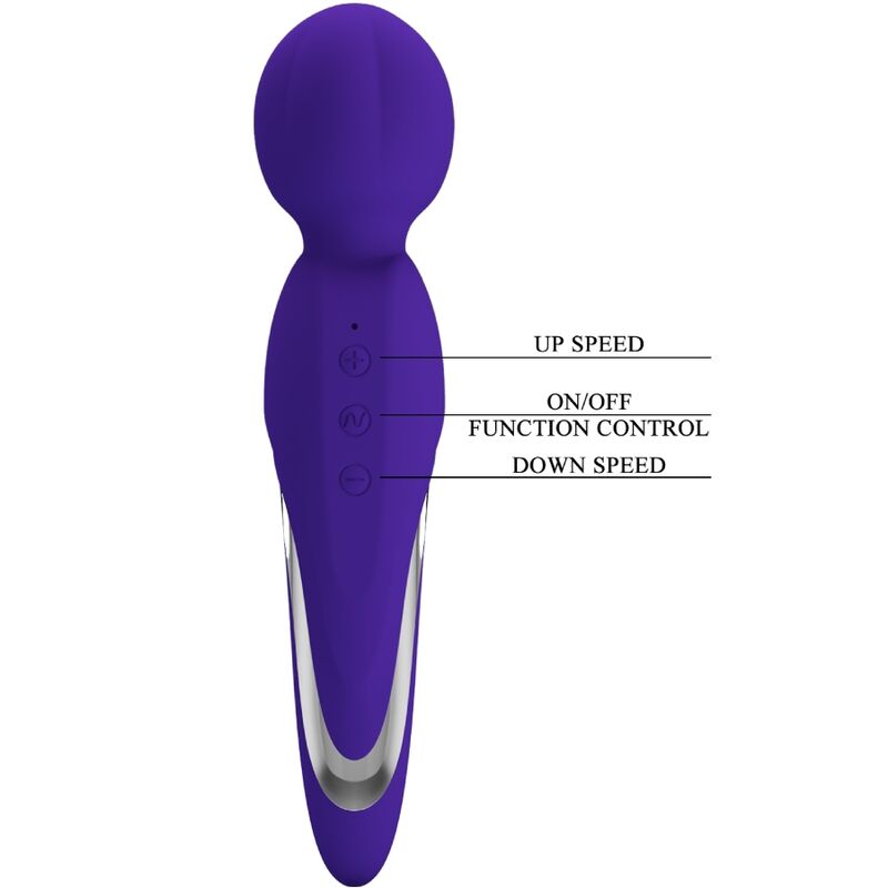 PRETTY LOVE Walter Vibrating Wand Violet – Massaggiatore in morbido silicone con 7 funzioni di vibrazione