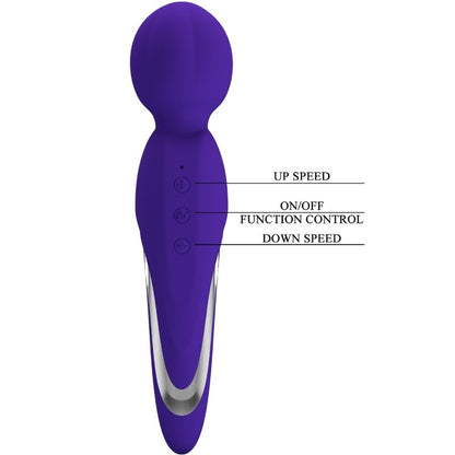 PRETTY LOVE Walter Vibrating Wand Violet – Massaggiatore in morbido silicone con 7 funzioni di vibrazione