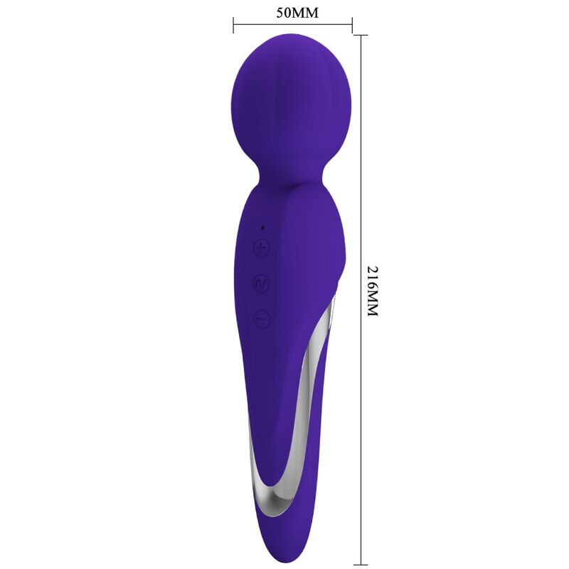 PRETTY LOVE Walter Vibrating Wand Violet – Massaggiatore in morbido silicone con 7 funzioni di vibrazione