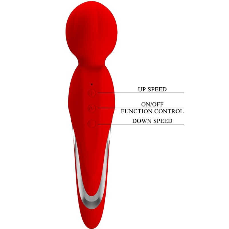PRETTY LOVE Walter Bacchetta Vibrante Rossa – Massaggiatore in Silicone Morbido con 7 Funzioni di Vibrazione