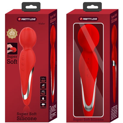 PRETTY LOVE Walter Bacchetta Vibrante Rossa – Massaggiatore in Silicone Morbido con 7 Funzioni di Vibrazione