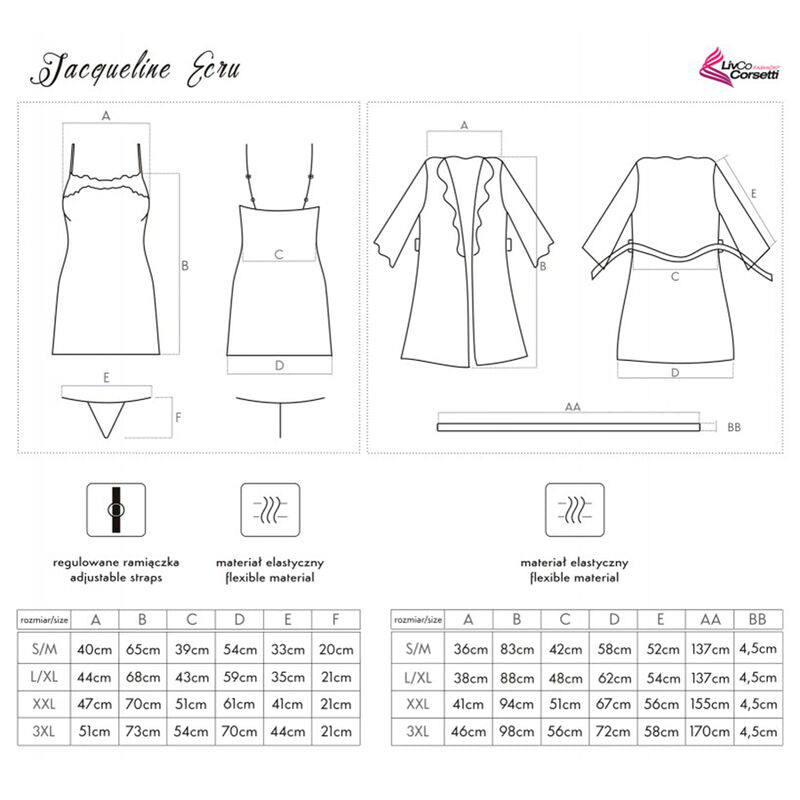 LIVCO CORSETTI FASHION Jacqueline LC 90249 Ecru – Completo elegante con camicia e slip per il comfort quotidiano