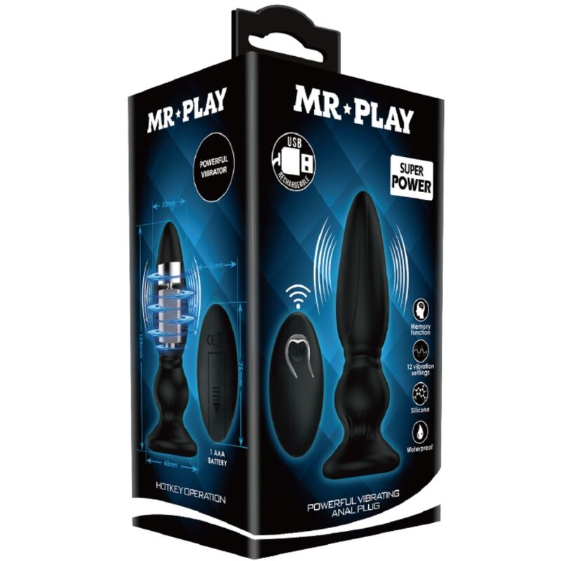 MR PLAY - Powerful Vibrating Remote Control Anal Plug Black