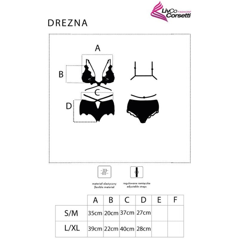 Livco Corsetti Fashion Drezna LC 90733 Completo Reggiseno e Slip Nero – Completo Lingerie Elegante e Comodo