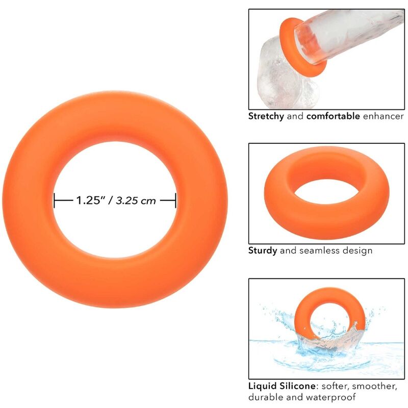 CALEXOTICS Alpha Prolong Ring Large Arancione – Design confortevole per un piacere prolungato