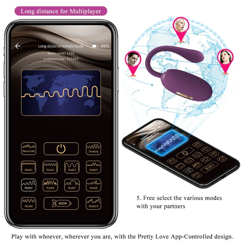 Pretty Love Doreen Uovo Vibrante Ricaricabile Viola - Design Ergonomico per un Piacere Versatile