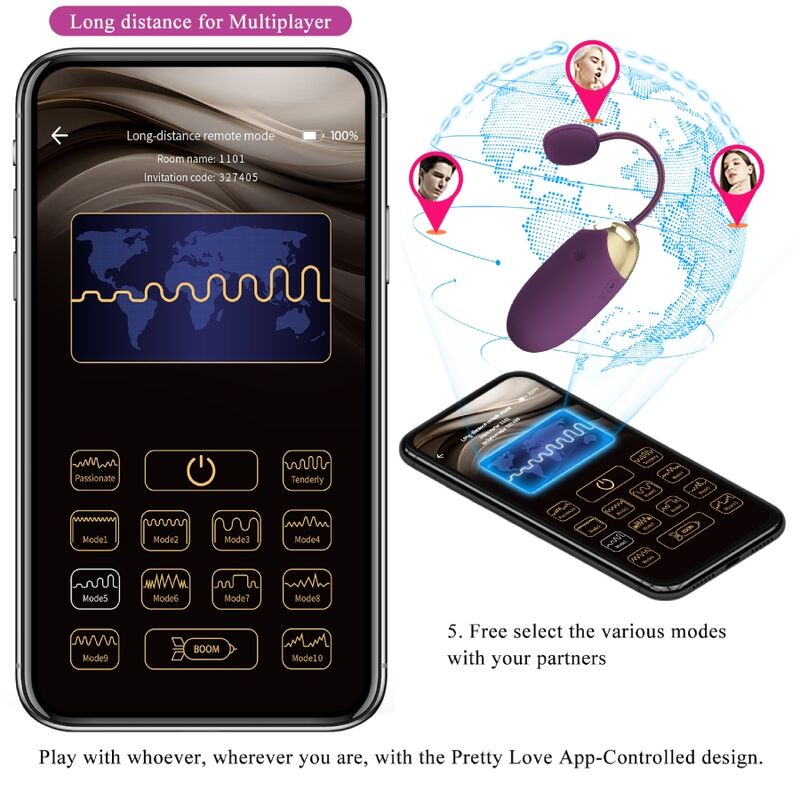 Pretty Love Abner App Lilac – Uovo vibrante compatto con telecomando per un piacere personalizzato