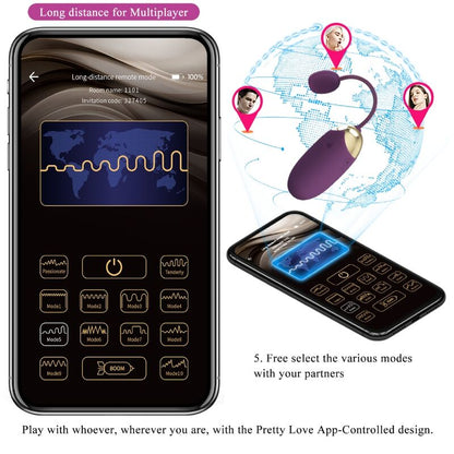 Pretty Love Abner App Lilac – Uovo vibrante compatto con telecomando per un piacere personalizzato